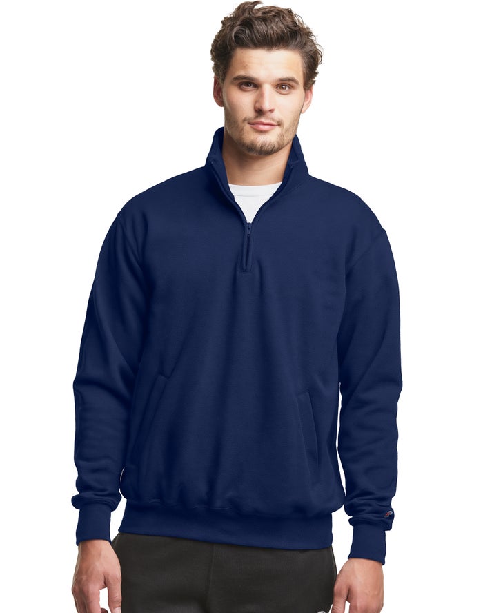 Sudadera Champion Hombre - Powerblend Fleece 1/4 Zip With Pockets ( Azul Marino ) 0253168-PG